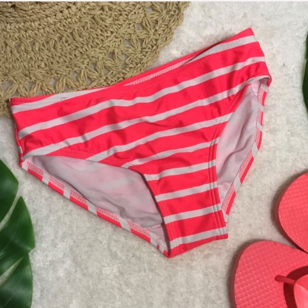 Girl's Pink and White Striped Bikini Bottoms